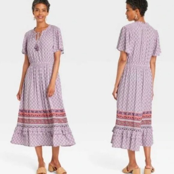 ☀️ TARGET KNOX ROSE Lilac Haze Floral Maxi Dress Boho Cute Cottagecore Tassel - Picture 1 of 8